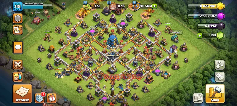 Town Hall 12 Base -war – Layout id: nm4qs base layout
