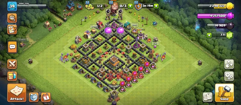 Town Hall 8 Base -hybrid – Layout id: e4575 base layout