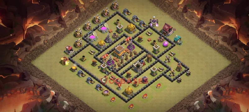 Town Hall 8 Base -trophy – Layout id: yrxh1 base layout