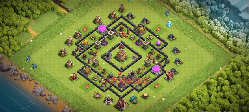 Town Hall 8 Base -hybrid – Layout id: 7bmsz base layout