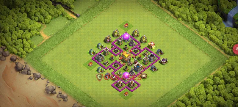 Town Hall 6 Base -trophy – Layout id: x9mo9 base layout