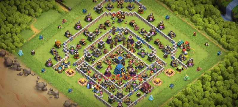 Town Hall 12 Base -hybrid – Layout id: ye3tx base layout
