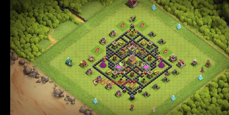 Town Hall 7 Base -trophy – Layout id: u308l base layout