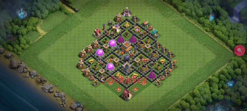 Town Hall 8 Base -trophy – Layout id: 4r8tv base layout