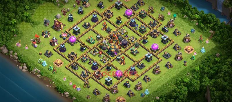 Town Hall 14 Base -hybrid – Layout id: a4hyw base layout, image 1