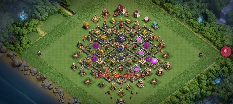 Town Hall 9 Base -trophy – Layout id: 0ecf3 base layout