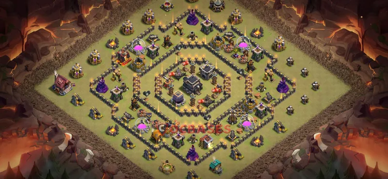Town Hall 9 Base -war – Layout id: qhdq1 base layout