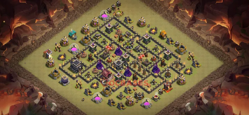 Town Hall 9 Base -war – Layout id: nro7z base layout