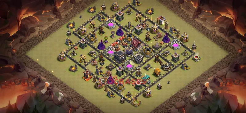 Town Hall 9 Base -war – Layout id: 150e9 base layout