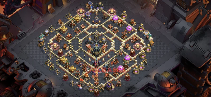 Town Hall 17 Base -war – Layout id: bhvke base layout, image 1