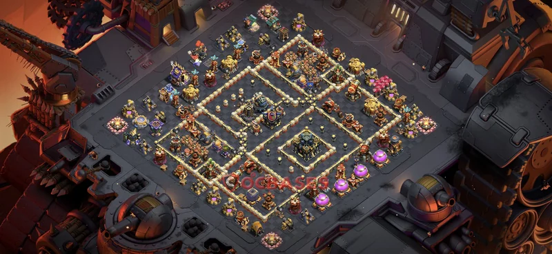 Town Hall 17 Base -war – Layout id: xmb0u base layout, image 1