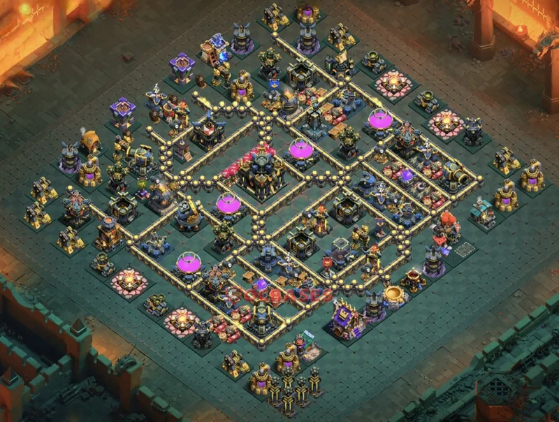 Town Hall 17 Base -war – Layout id: bt2qb base layout, image 1