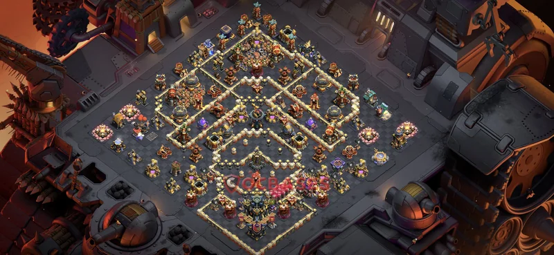 Town Hall 17 Base -war – Layout id: xrhtg base layout, image 1
