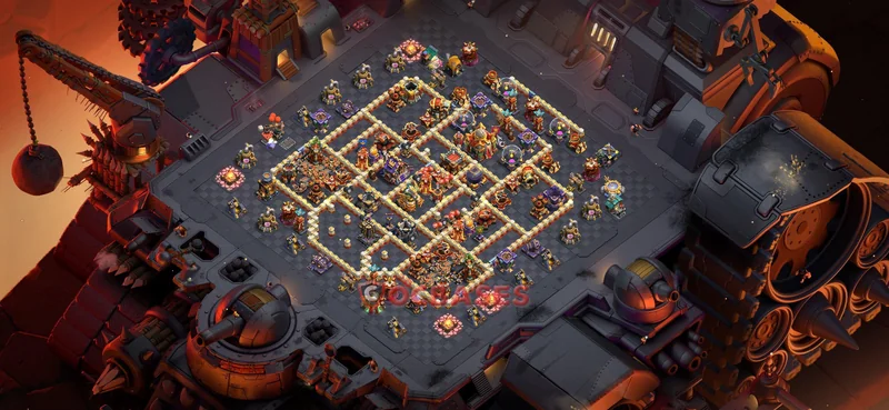 Town Hall 16 Base -trophy – Layout id: 8k16h base layout