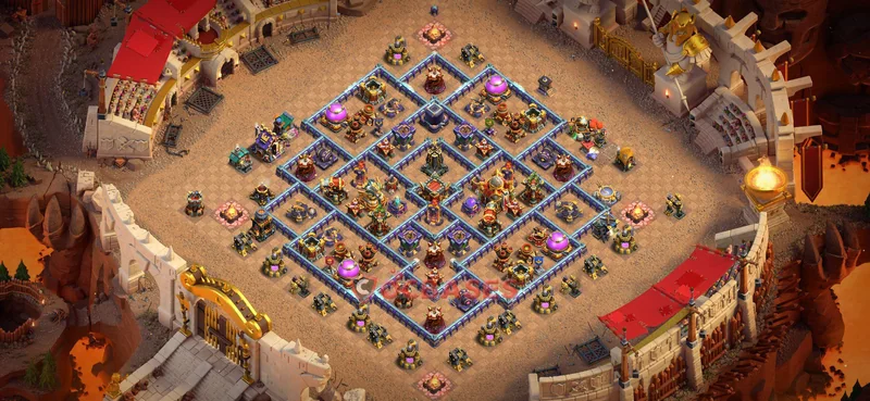 Town Hall 16 Base -hybrid – Layout id: 6dx9b base layout, image 2