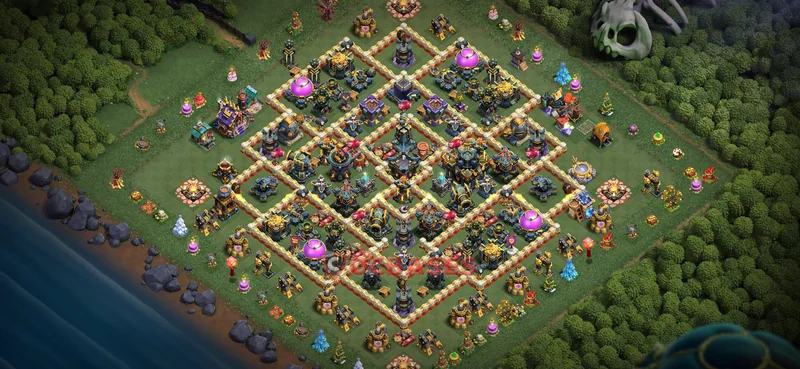 Town Hall 17 Base -hybrid – Layout id: 7scgv base layout