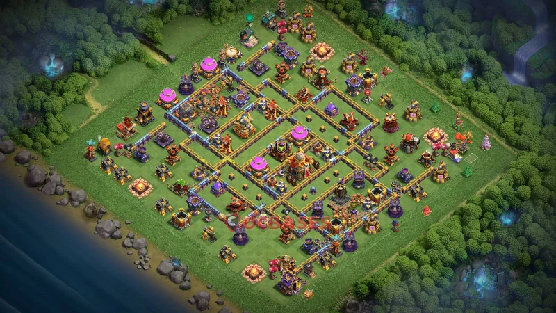 Town Hall 16 Base -trophy – Layout id: ya8gm base layout