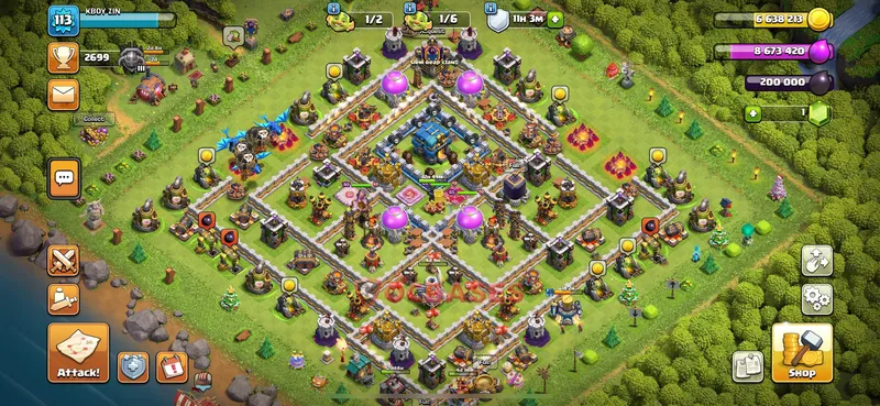 Town Hall 12 Base -hybrid – Layout id: fi1q8 base layout