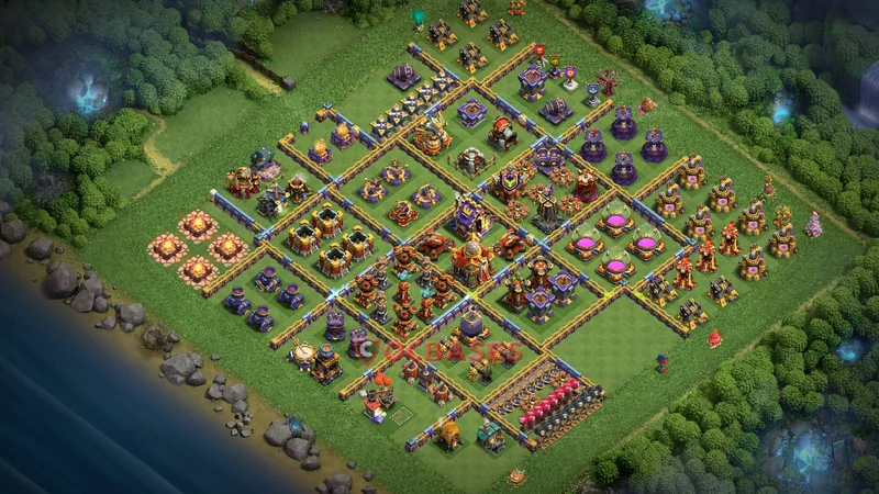 Town Hall 16 Base -progress base – Layout id: t9myj base layout