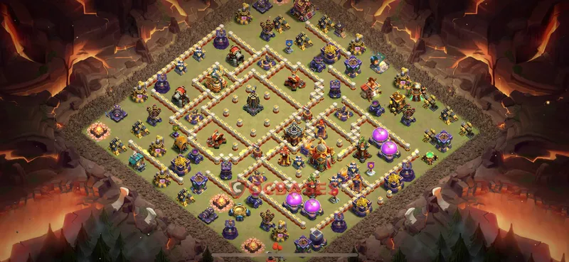 Town Hall 16 Base -hybrid – Layout id: ex63c base layout
