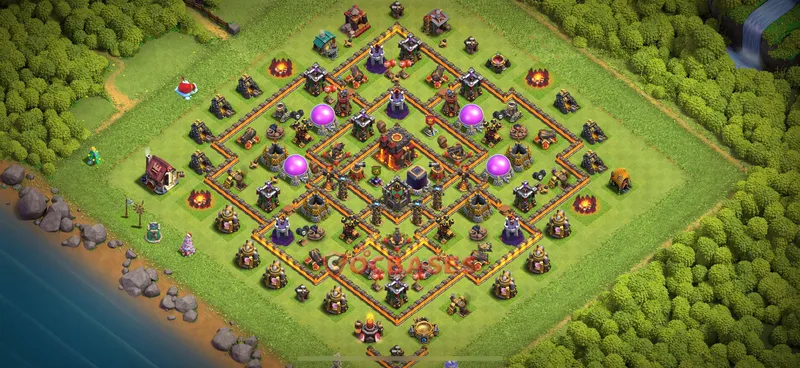 Town Hall 10 Base -hybrid – Layout id: b4m9d base layout