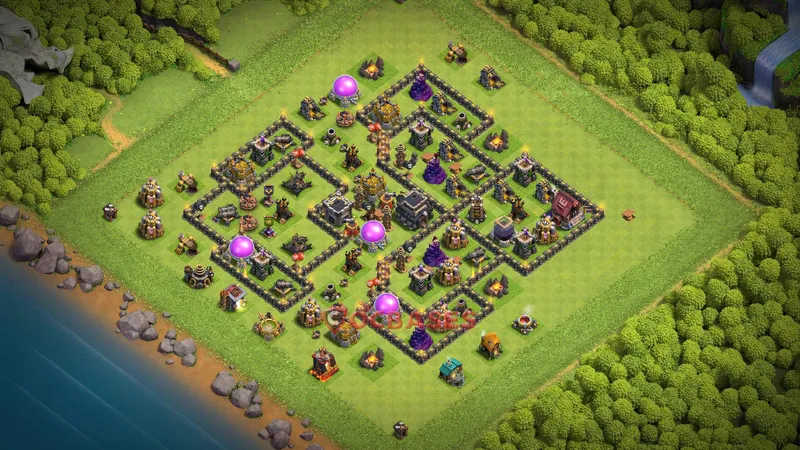Town Hall 9 Base -hybrid – Layout id: 8tn13 base layout