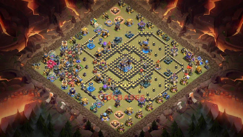 Town Hall 18 Base -war – Layout id: bn77b base layout
