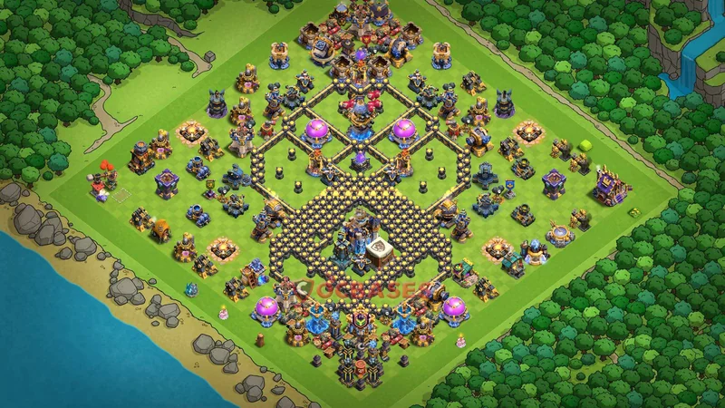 Town Hall 18 Base -trophy – Layout id: 83rqn base layout