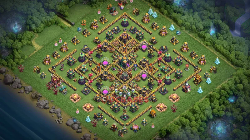 Town Hall 14 Base -trophy – Layout id: rteo1 base layout