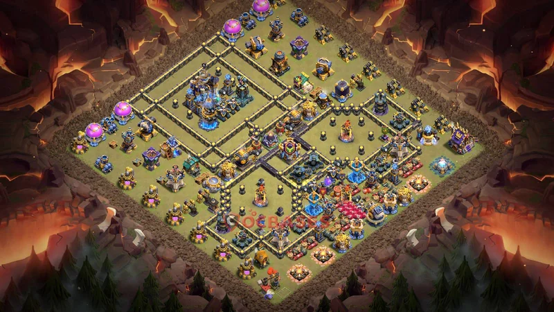 Town Hall 18 Base -war – Layout id: 2fx3c base layout