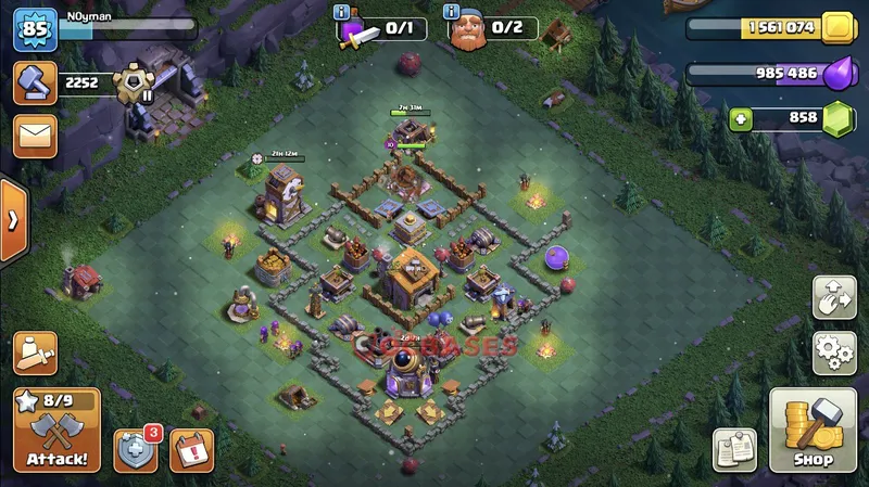 Builder Hall 6 Base -trophy – Layout id: a6ayn base layout, image 1