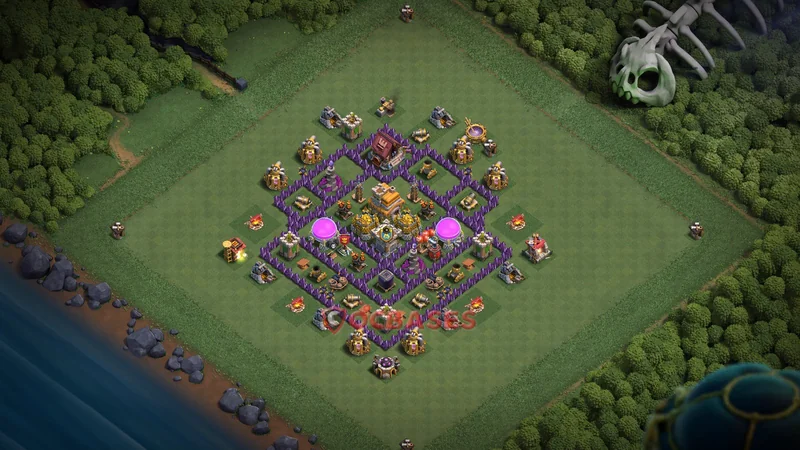 Town Hall 7 Base -hybrid – Layout id: 6yb4c base layout