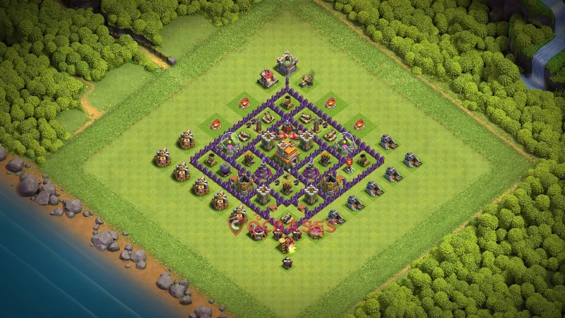 Town Hall 7 Base -hybrid – Layout id: l31ug base layout