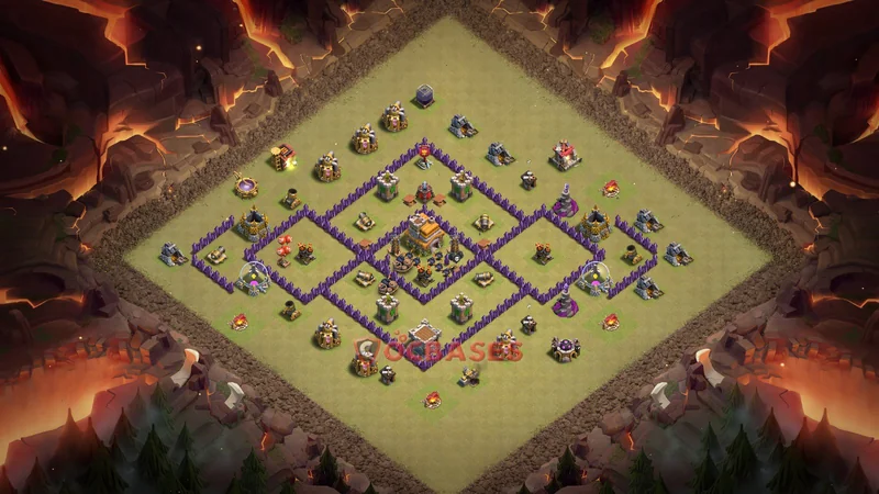 Town Hall 7 Base -war – Layout id: zk4mu base layout