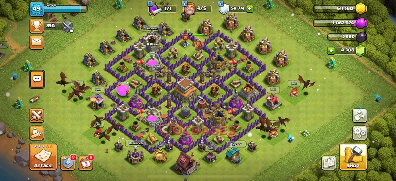 Town Hall 8 Base -hybrid – Layout id: fevvb base layout