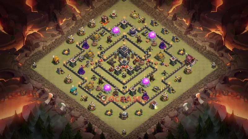 Town Hall 9 Base -war – Layout id: msxcf base layout