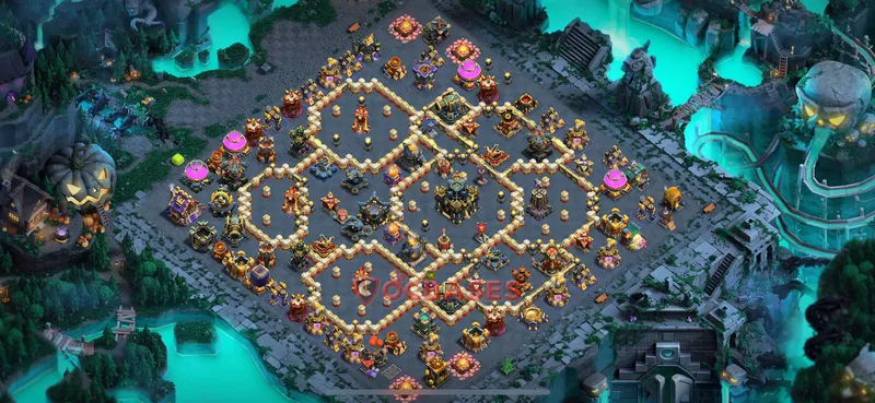 Town Hall 17 Base -hybrid – Layout id: 0k50h base layout