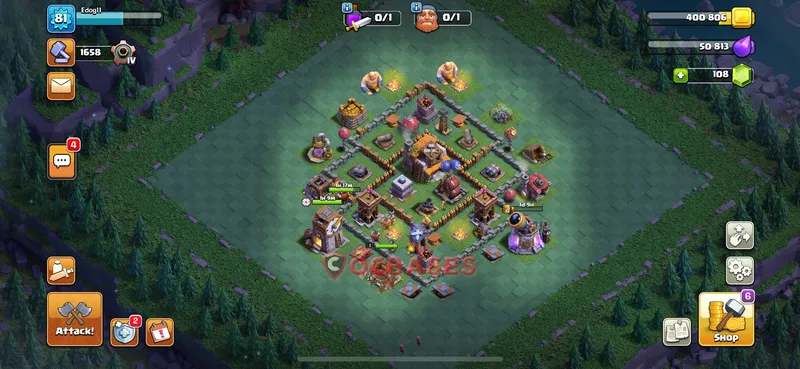 Builder Hall 5 Base -trophy – Layout id: ryh8p base layout