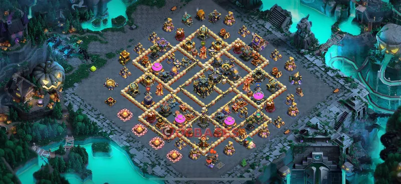 Town Hall 17 Base -hybrid – Layout id: 76mau base layout
