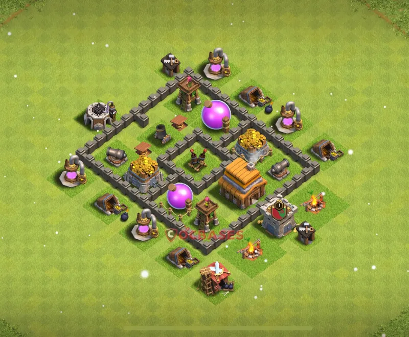 Town Hall 4 Base -progress base – Layout id: tionw base layout