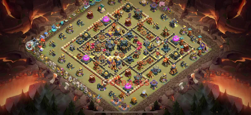 Town Hall 17 Base -hybrid – Layout id: 2vze2 base layout
