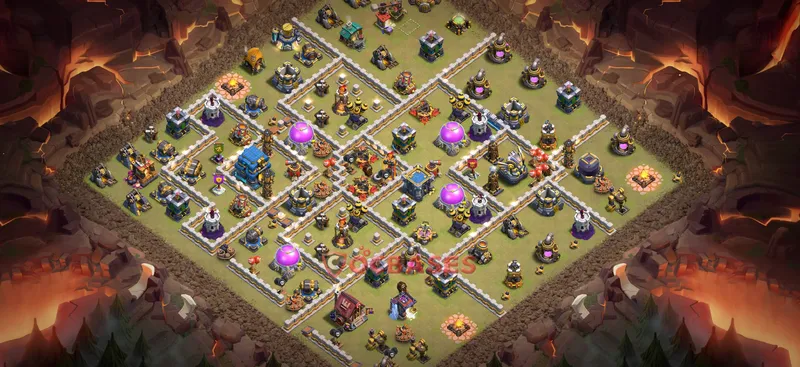 Town Hall 12 Base -war – Layout id: zlb1f base layout, image 1