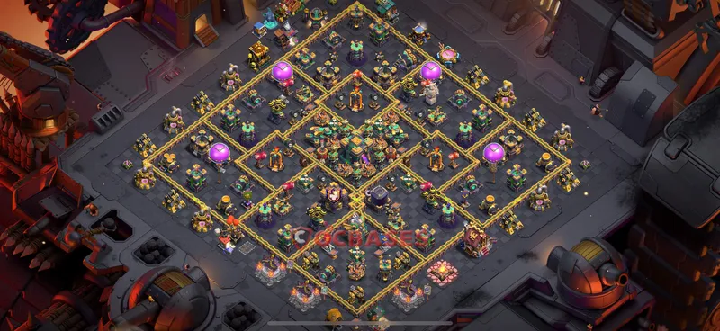 Town Hall 14 Base -hybrid – Layout id: rcym5 base layout