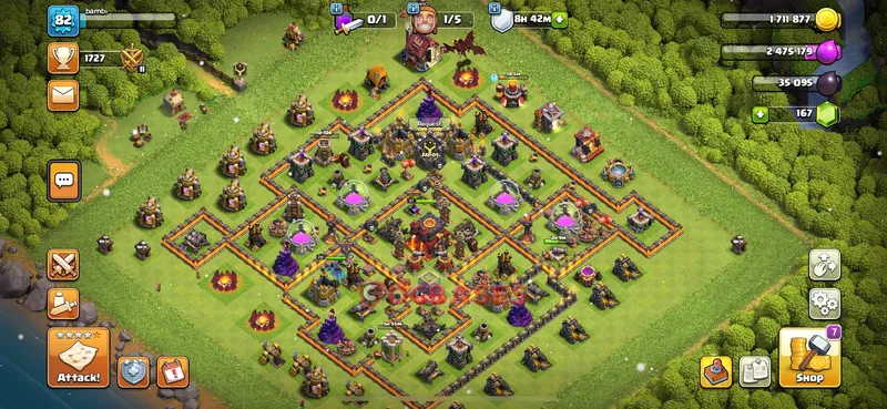 Town Hall 10 Base -trophy – Layout id: 9pz14 base layout, image 1