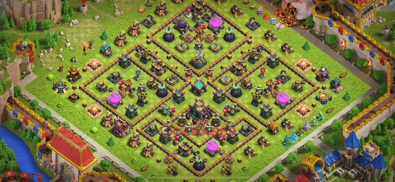 Town Hall 14 Base -hybrid – Layout id: eoh7j base layout