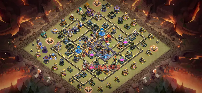 Town Hall 18 Base -war – Layout id: exl5m base layout, image 1