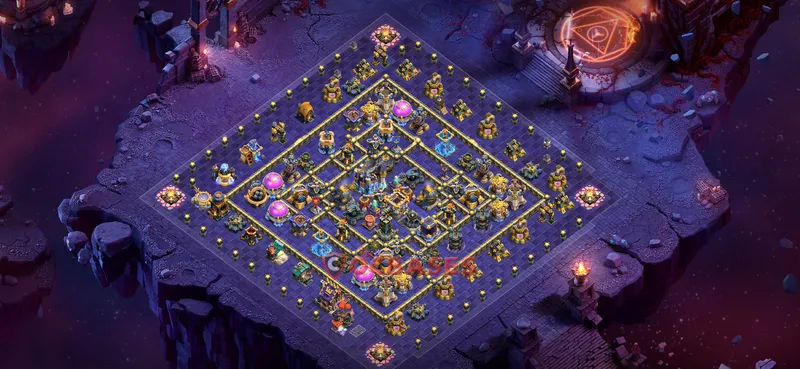Town Hall 18 Base -trophy – Layout id: 24m33 base layout