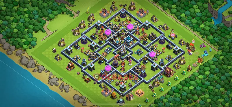 Town Hall 13 Base -hybrid – Layout id: 7k1m1 base layout