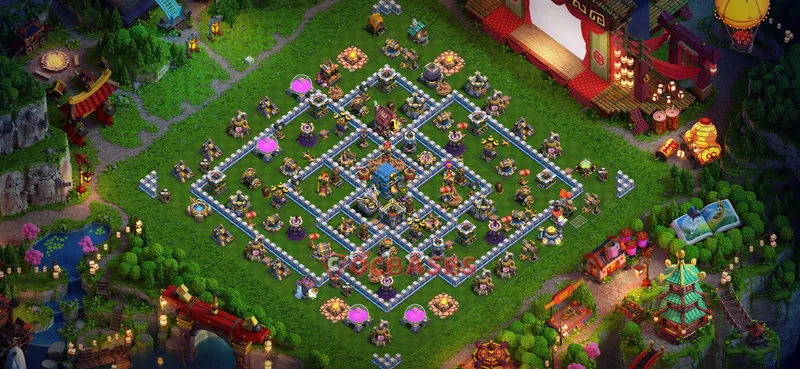 Town Hall 12 Base -hybrid – Layout id: 7lplp base layout, image 1
