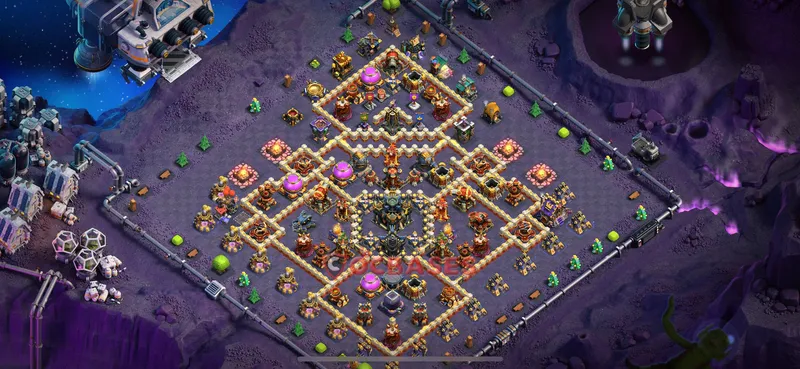 Town Hall 17 Base -hybrid – Layout id: 0mvre base layout